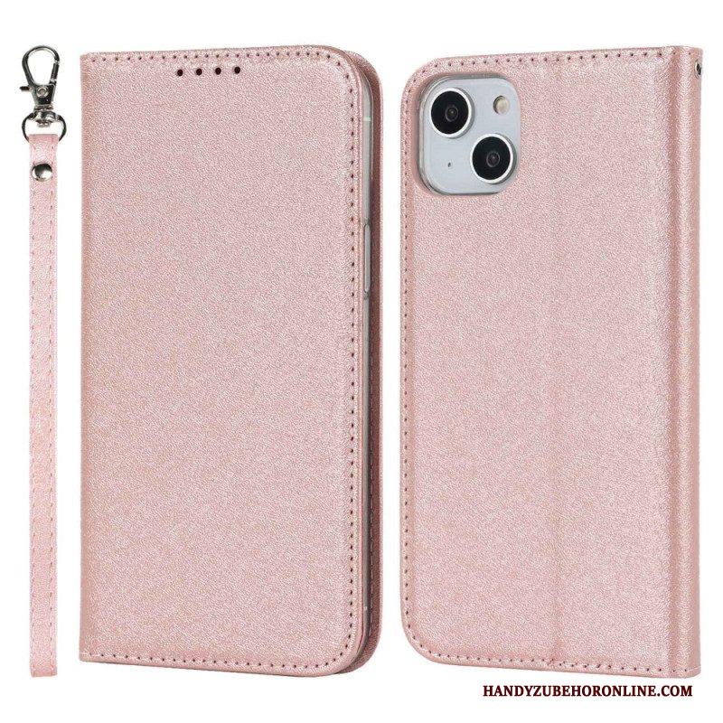 Bescherming Hoesje voor iPhone 14 Plus Folio-hoesje Zachte Lederen Stijl Met Riem