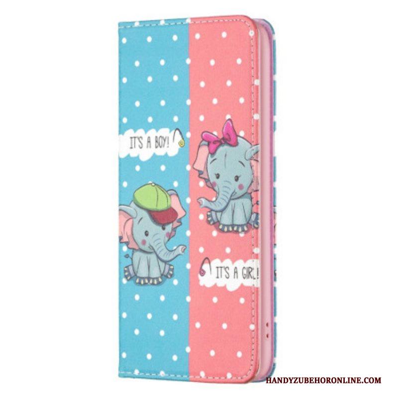 Bescherming Hoesje voor iPhone 14 Pro Folio-hoesje Baby Olifanten