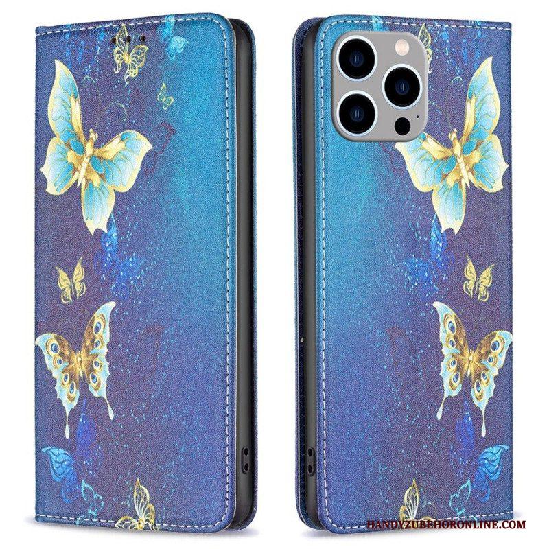 Bescherming Hoesje voor iPhone 14 Pro Max Folio-hoesje Vlinders