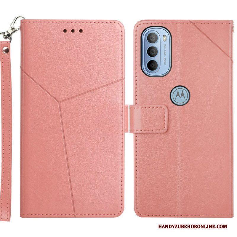 Flip Case voor Moto G51 5G Stijl Leer Geo Y Design