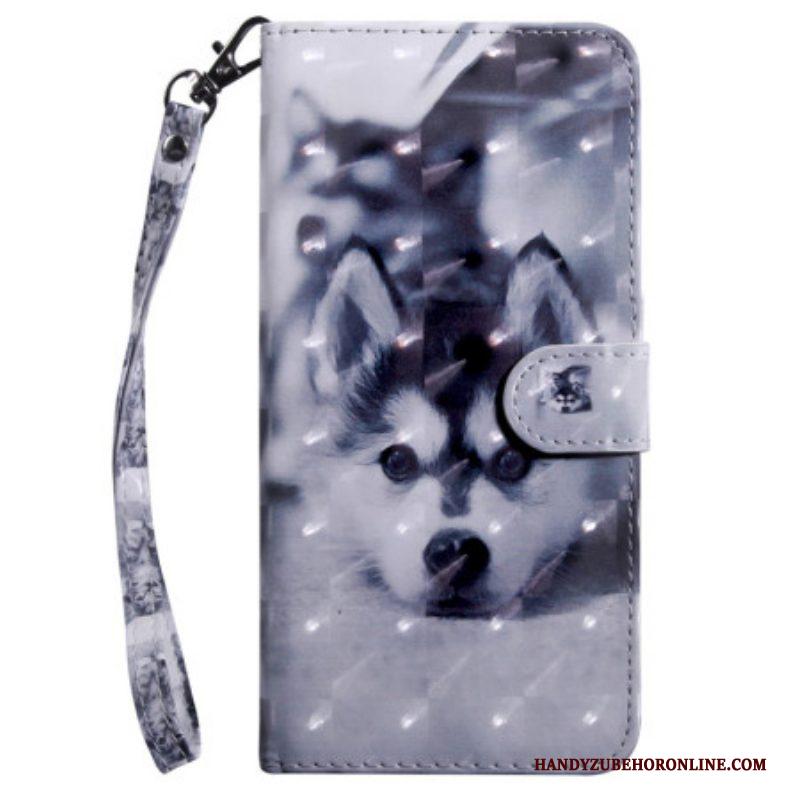 Flip Case voor Samsung Galaxy A14 / A14 5G Met Ketting String Husky