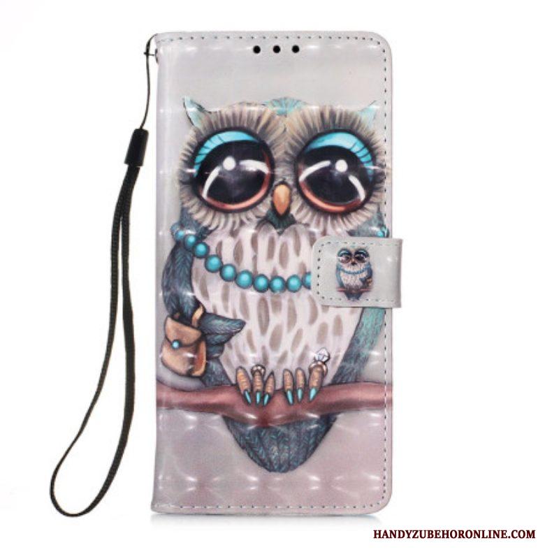 Flip Case voor Samsung Galaxy A54 5G Miss Uil Met Lanyard