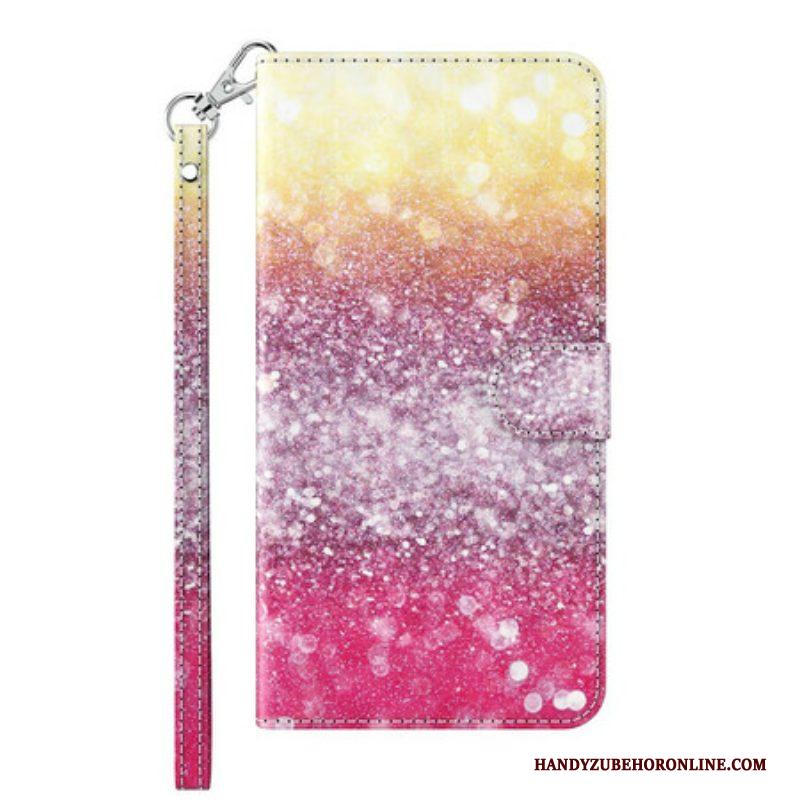 Flip Case voor Samsung Galaxy M12 / A12 Magenta Glitterverloop