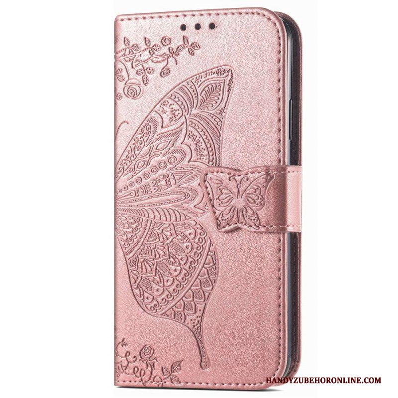 Flip Case voor Samsung Galaxy M13 Barokke Vlinder