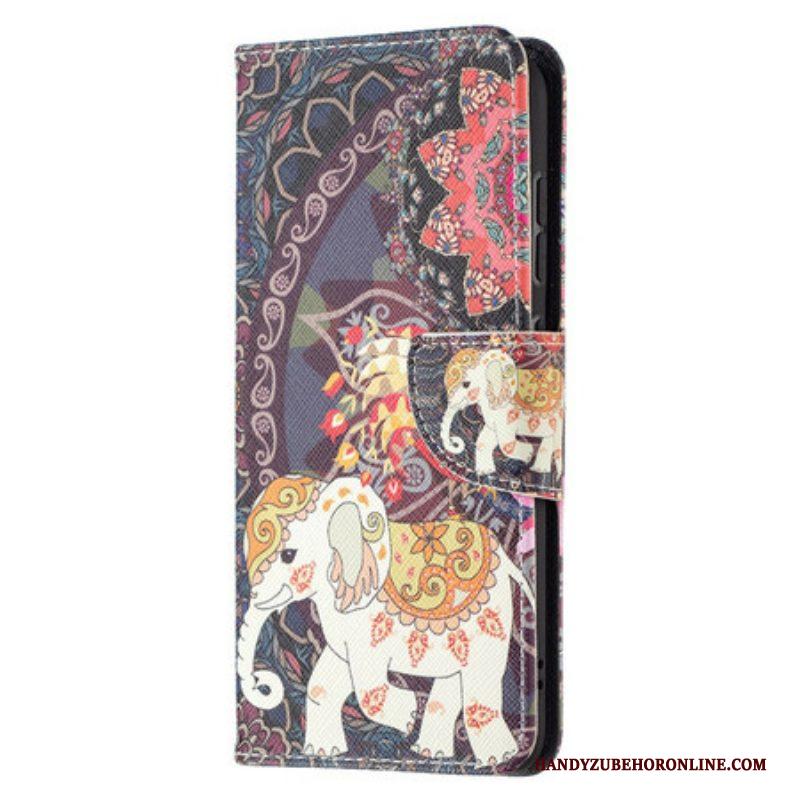 Flip Case voor Samsung Galaxy S21 FE Etnische Olifanten Mandala