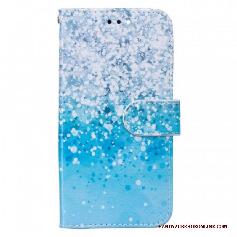 Flip Case voor Samsung Galaxy S22 5G Blauw Glitterverloop