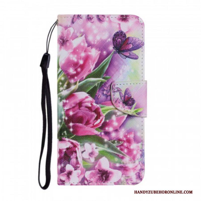 Flip Case voor Samsung Galaxy S22 Plus 5G Vlinders En Tulpen