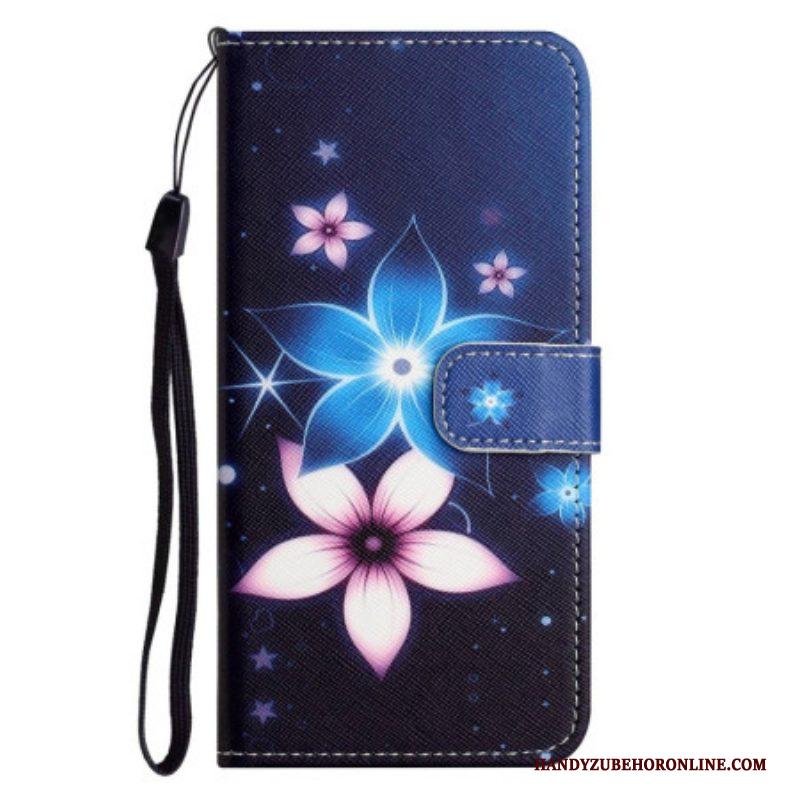 Flip Case voor Samsung Galaxy S23 5G Maan Bloemen