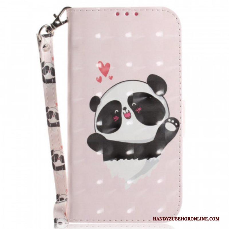 Flip Case voor Sony Xperia 1 IV Met Ketting Kleine Panda Met Riem