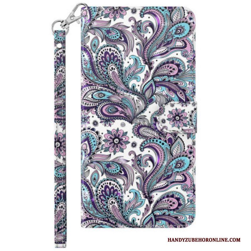 Flip Case voor Xiaomi 12 Lite Met Ketting Paisley-patroon Met Bandjes