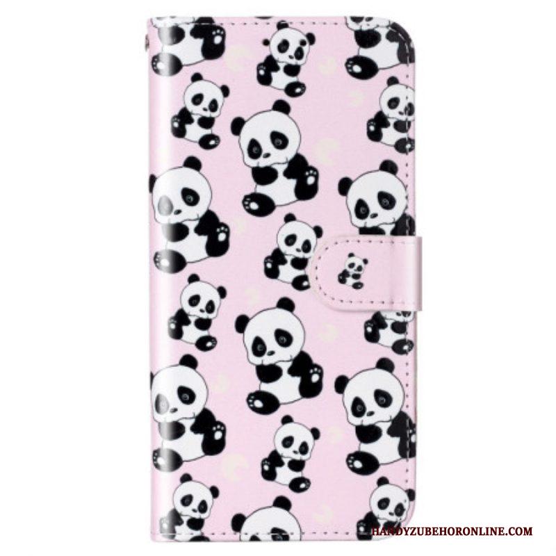 Flip Case voor Xiaomi 12 Lite Met Ketting Panda's Met Bandjes