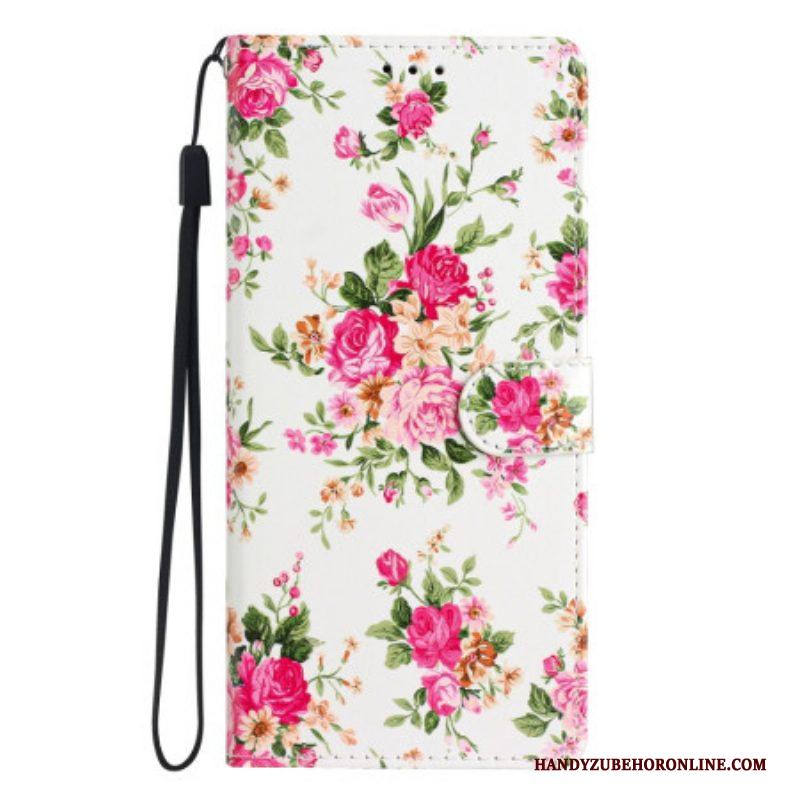 Flip Case voor Xiaomi 12 Lite Met Ketting Riem Liberty Bloemen