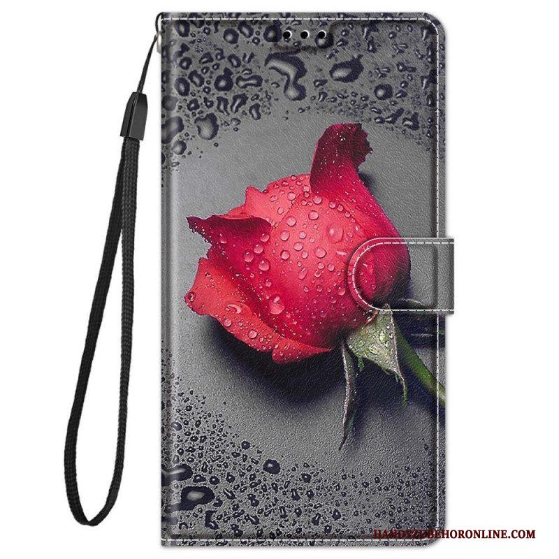 Flip Case voor Xiaomi Redmi Note 11 Pro Plus 5G Rozen Met Lanyard