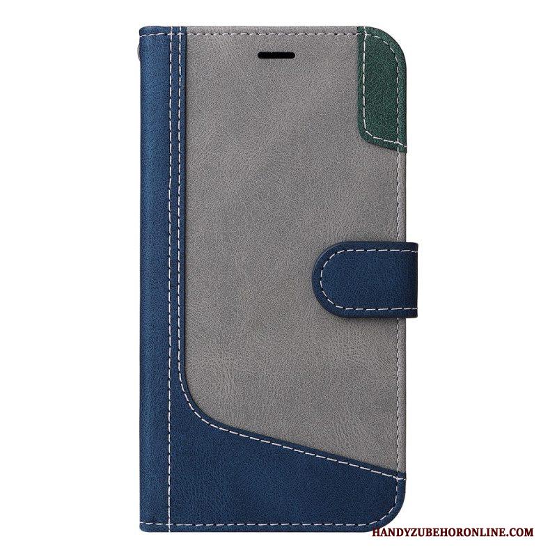 Flip Case voor Xiaomi Redmi Note 12 5G Met Ketting Driekleurige Riem