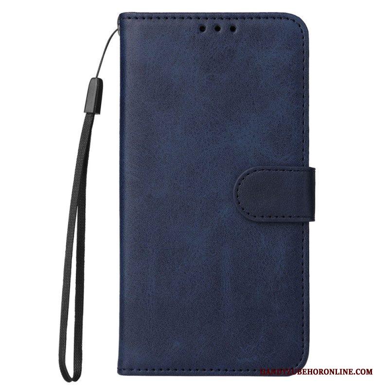 Flip Case voor Xiaomi Redmi Note 12 5G Met Ketting Effen Met Bandje