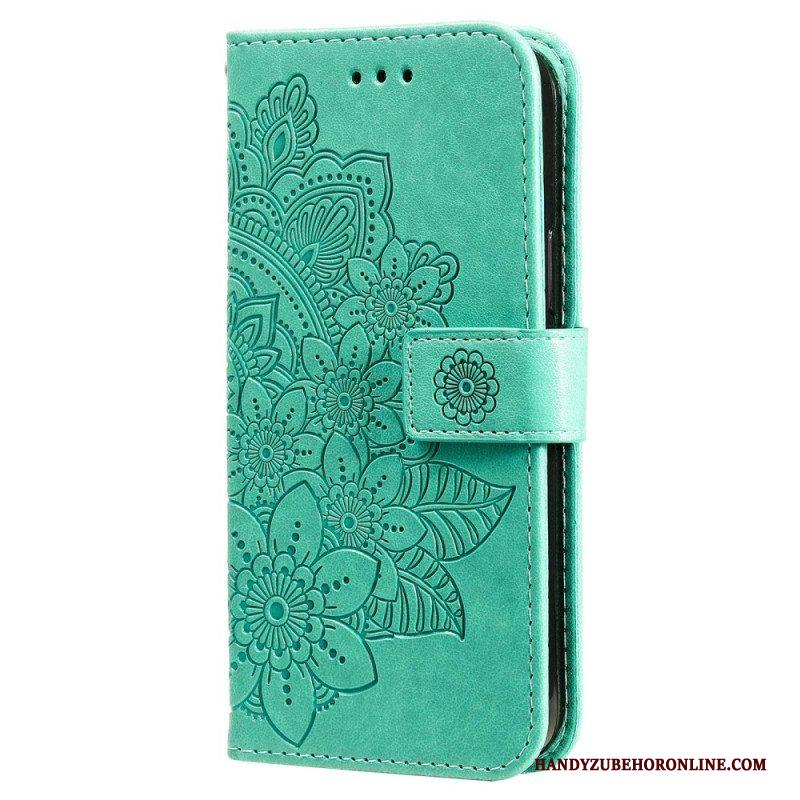 Flip Case voor Xiaomi Redmi Note 12 Pro Met Ketting Riem Bloem Mandala