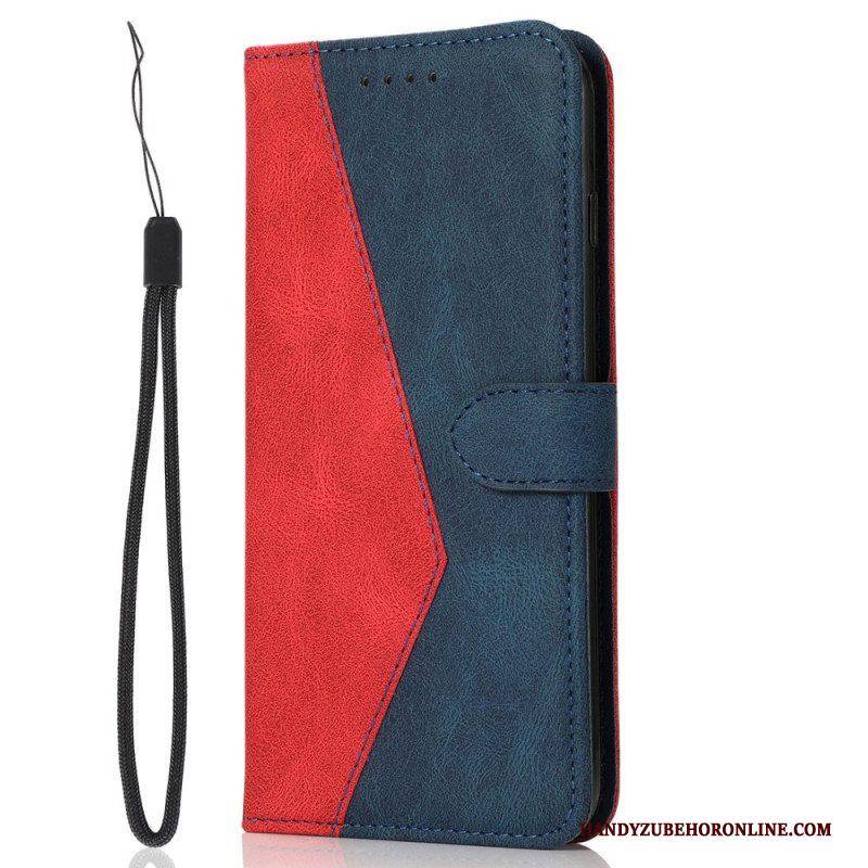 Flip Case voor Xiaomi Redmi Note 12 Pro Met Ketting Tweekleurige Riem