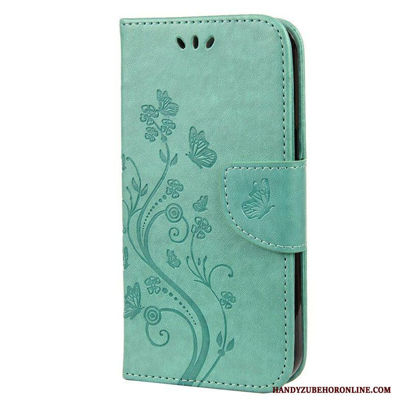 Flip Case voor iPhone 13 Pro Met Ketting Strakke Bloemen