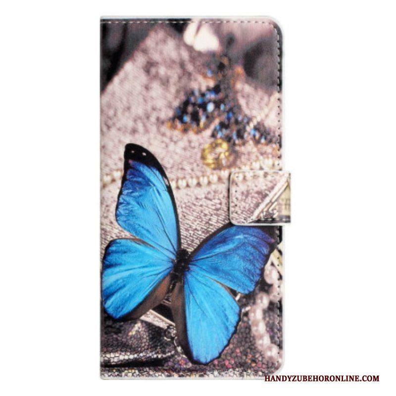 Flip Case voor iPhone 14 Pro Blauwe Vlinder