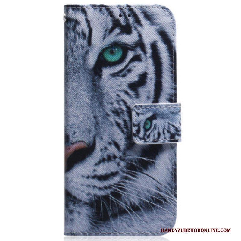 Flip Case voor iPhone 15 Witte Tijger