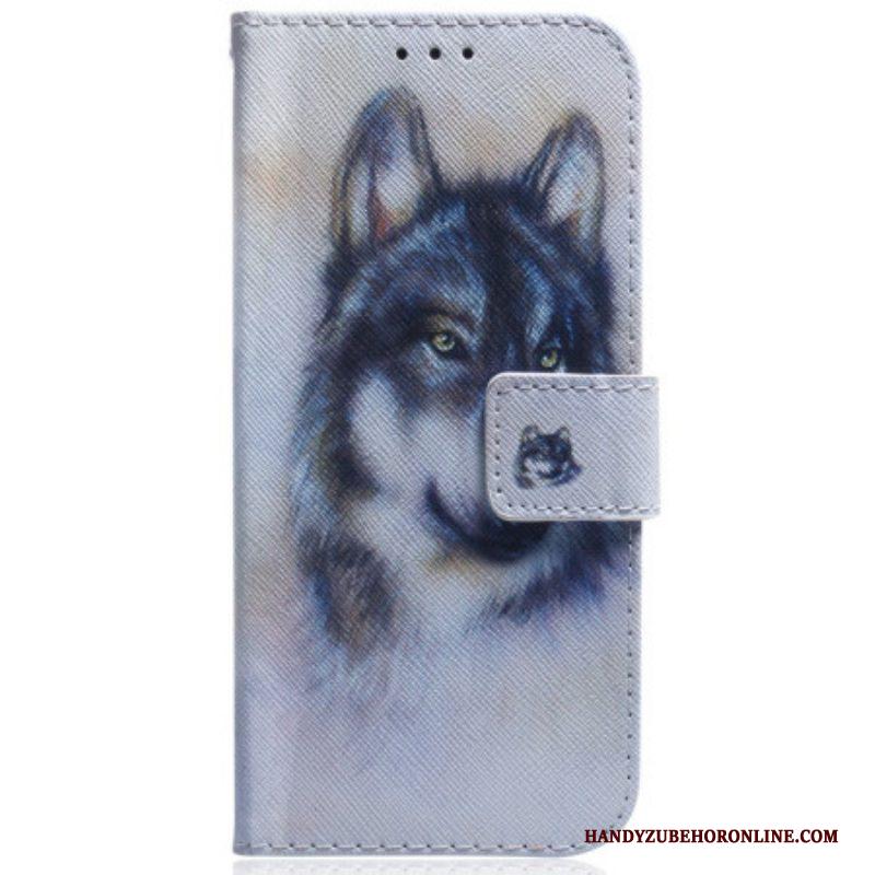 Flip Case voor iPhone 15 Wolvenaquarel