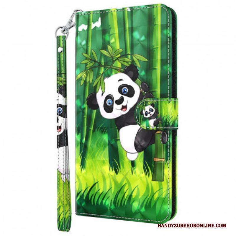 Folio-hoesje voor Moto E40 / E30 / E20 Panda En Bamboe