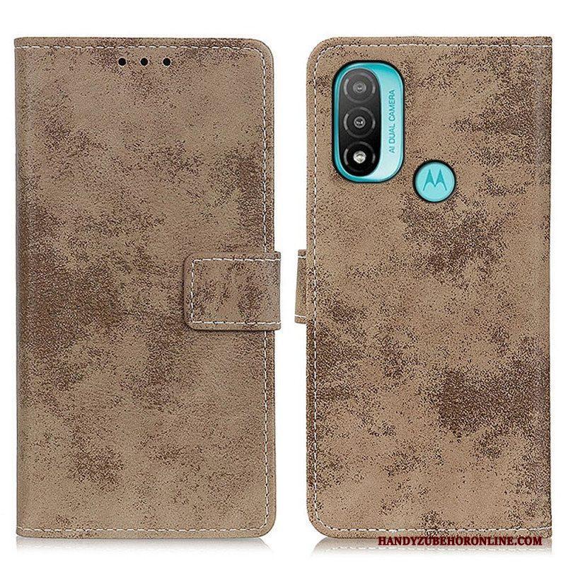 Folio-hoesje voor Moto E40 / E30 / E20 Vintage Leereffect