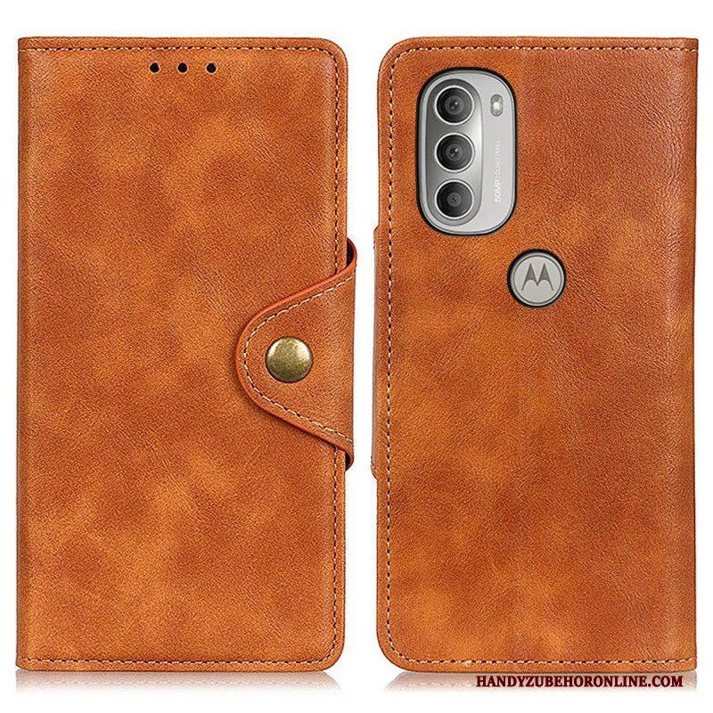 Folio-hoesje voor Moto G51 5G Vintage Kunstleer En Knop