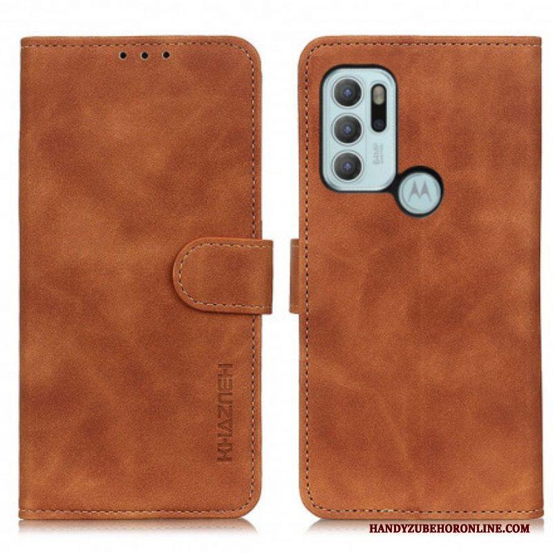 Folio-hoesje voor Moto G60S Khazneh Vintage Leereffect