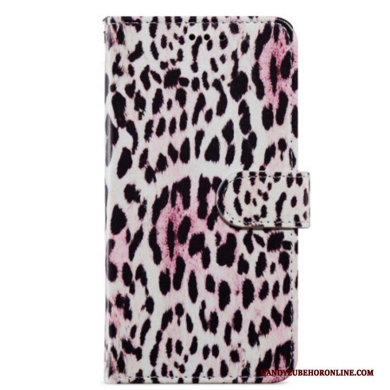 Folio-hoesje voor Moto G73 5G Met Ketting Strappy Leopard-stijl