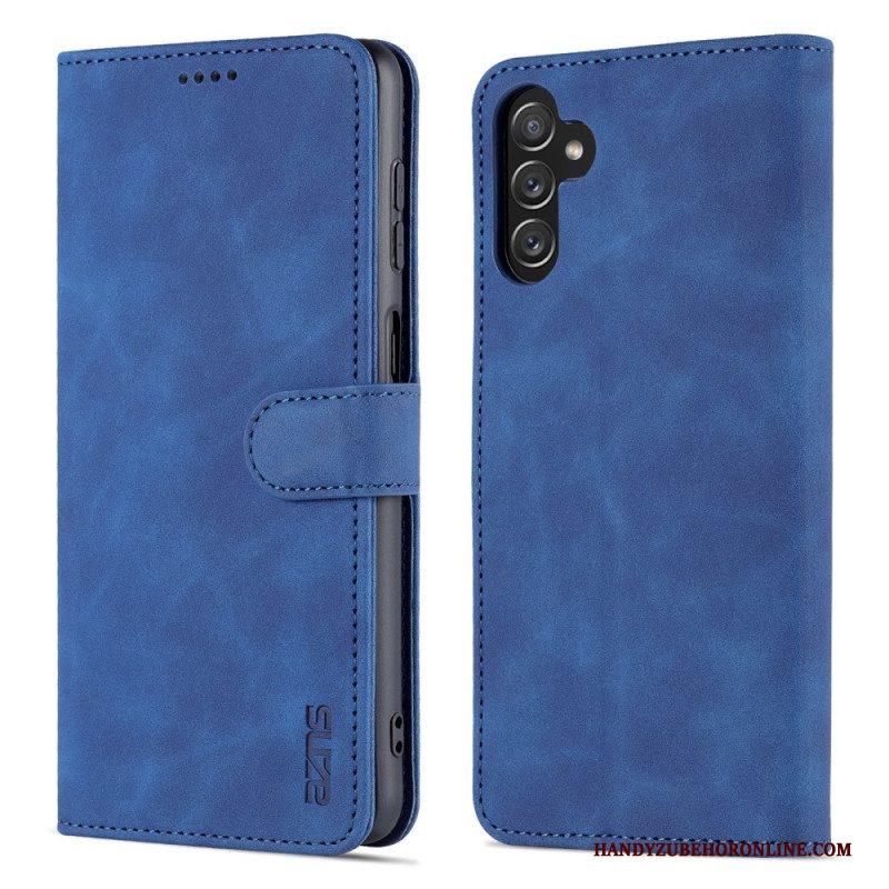 Folio-hoesje voor Samsung Galaxy A14 / A14 5G Klassiek Leereffect Azns