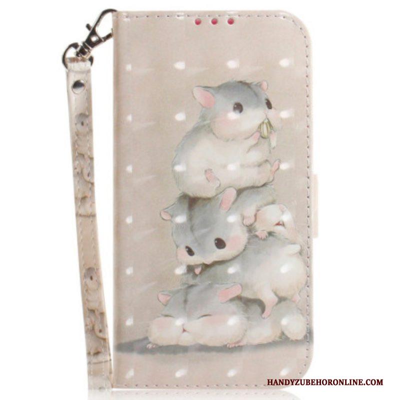 Folio-hoesje voor Samsung Galaxy A14 / A14 5G Met Ketting String Hamsters