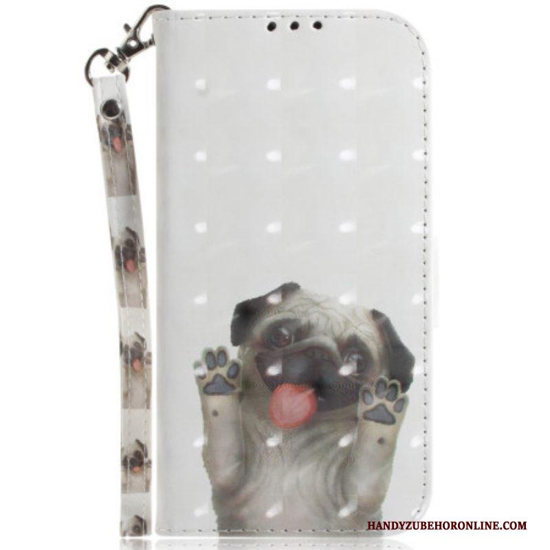 Folio-hoesje voor Samsung Galaxy A14 / A14 5G Met Ketting String Hond