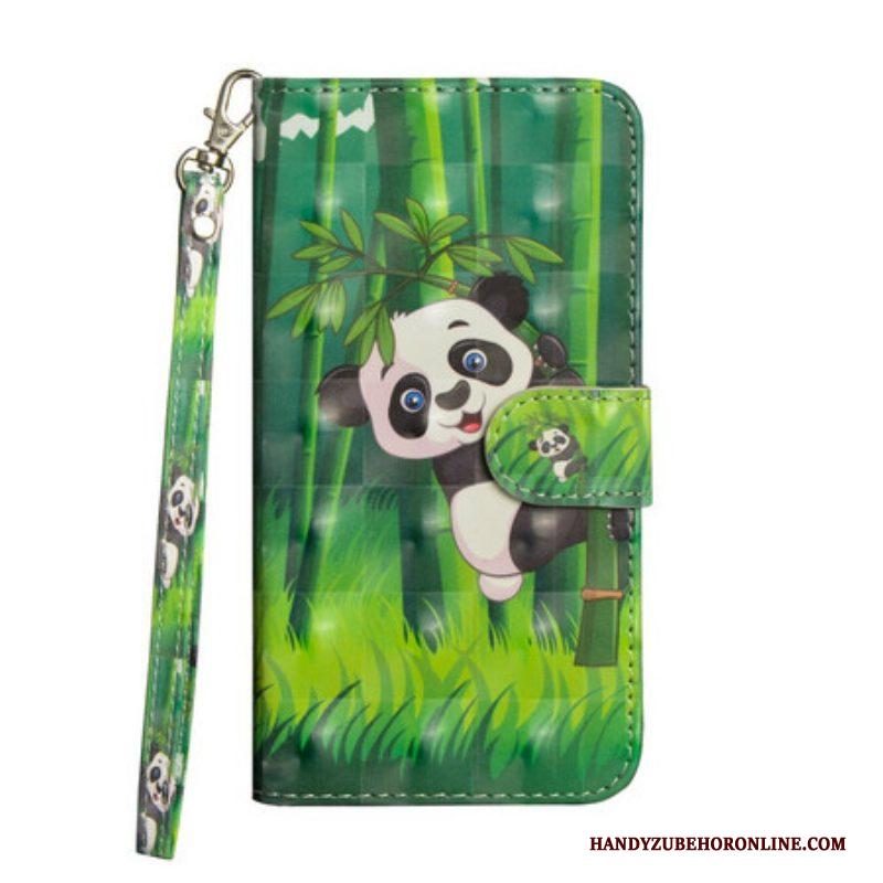 Folio-hoesje voor Samsung Galaxy A42 5G Panda En Bamboe