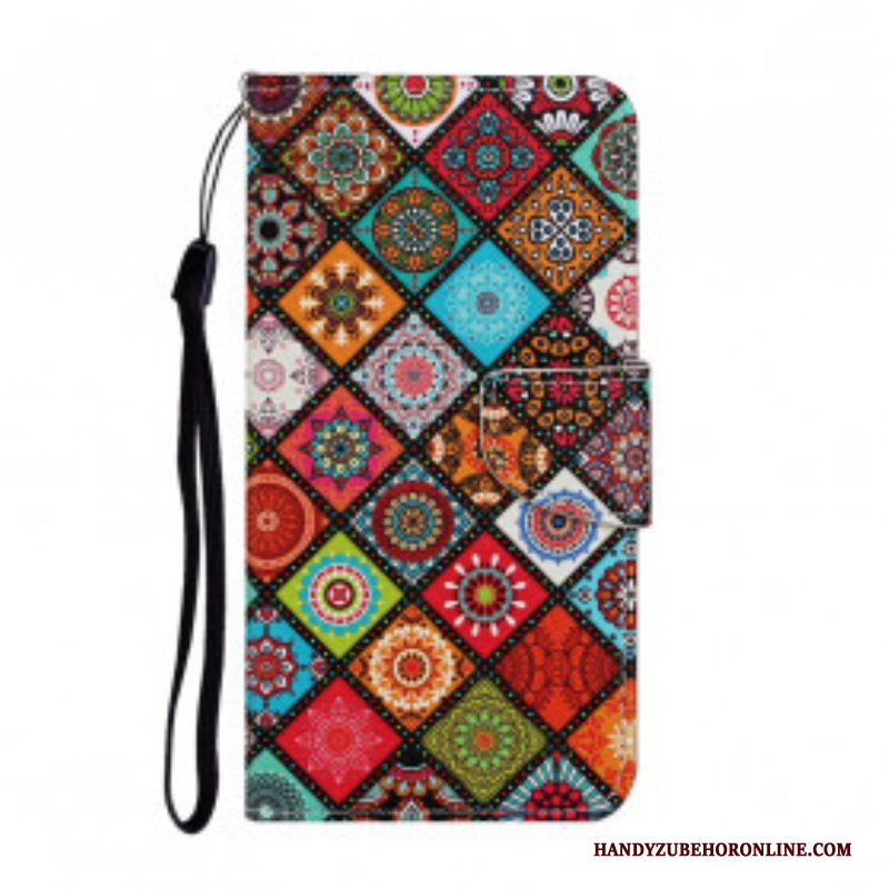 Folio-hoesje voor Samsung Galaxy A52 4G / A52 5G / A52s 5G Lappendeken Mandala's Met Lanyard