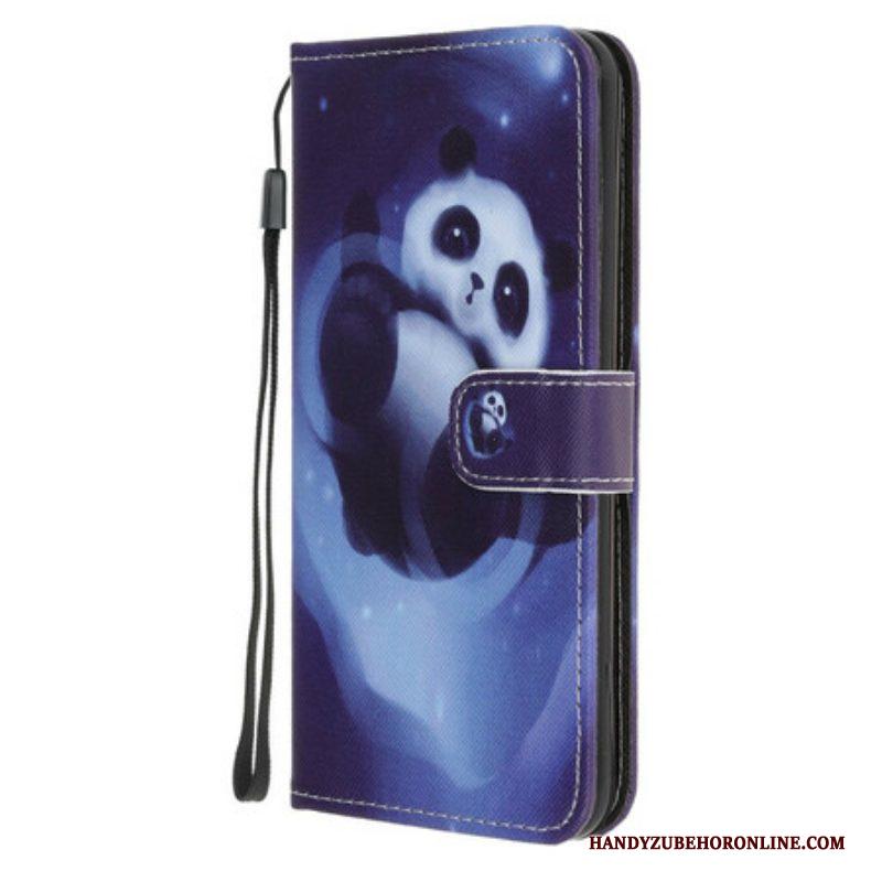 Folio-hoesje voor Samsung Galaxy A52 4G / A52 5G / A52s 5G Met Ketting Panda Space Met Sleutelkoord