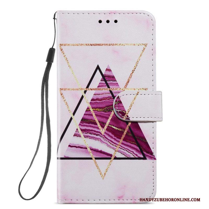 Folio-hoesje voor Samsung Galaxy A54 5G Met Ketting Marmer In Strappy-stijl