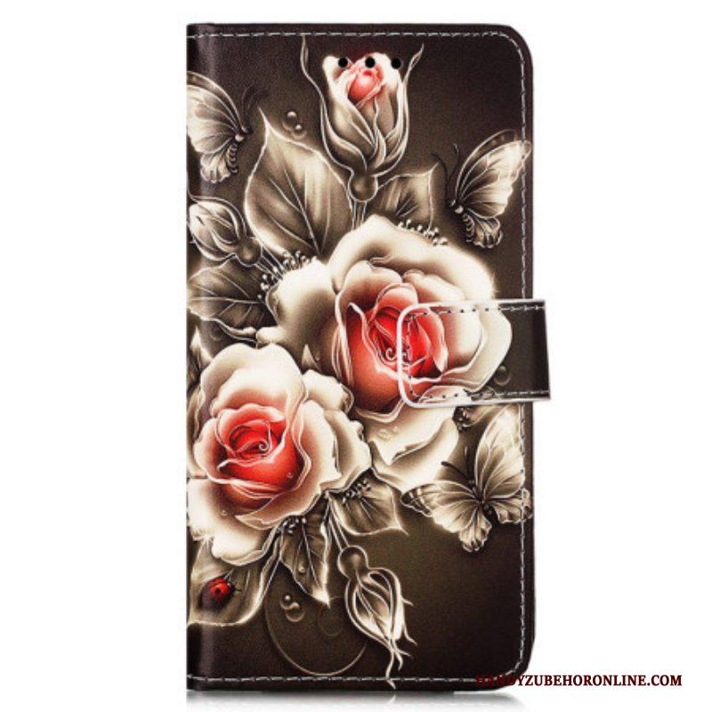 Folio-hoesje voor Samsung Galaxy A54 5G Met Ketting Riem Rozen