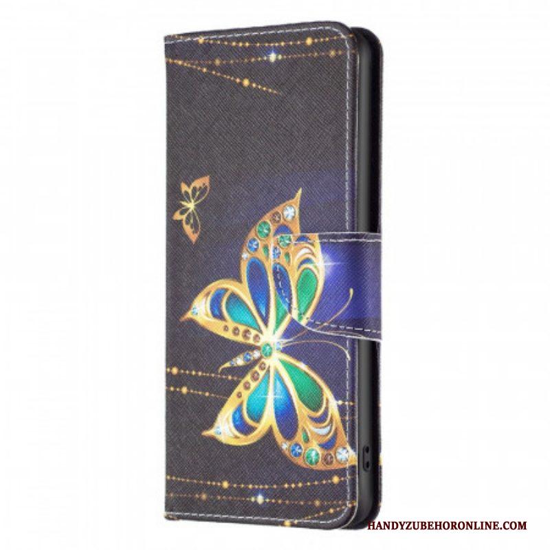 Folio-hoesje voor Samsung Galaxy M23 5G Gouden Vlinder