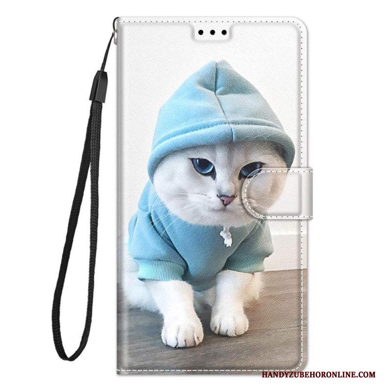 Folio-hoesje voor Samsung Galaxy M23 5G Met Ketting String Cat Fan