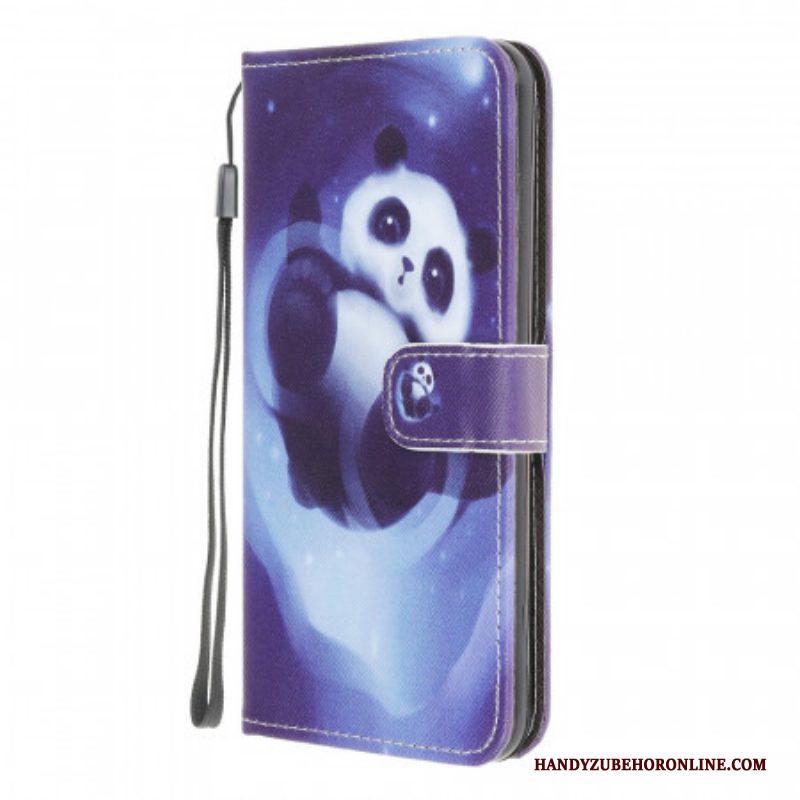 Folio-hoesje voor Samsung Galaxy M32 Met Ketting Panda Space Met Sleutelkoord