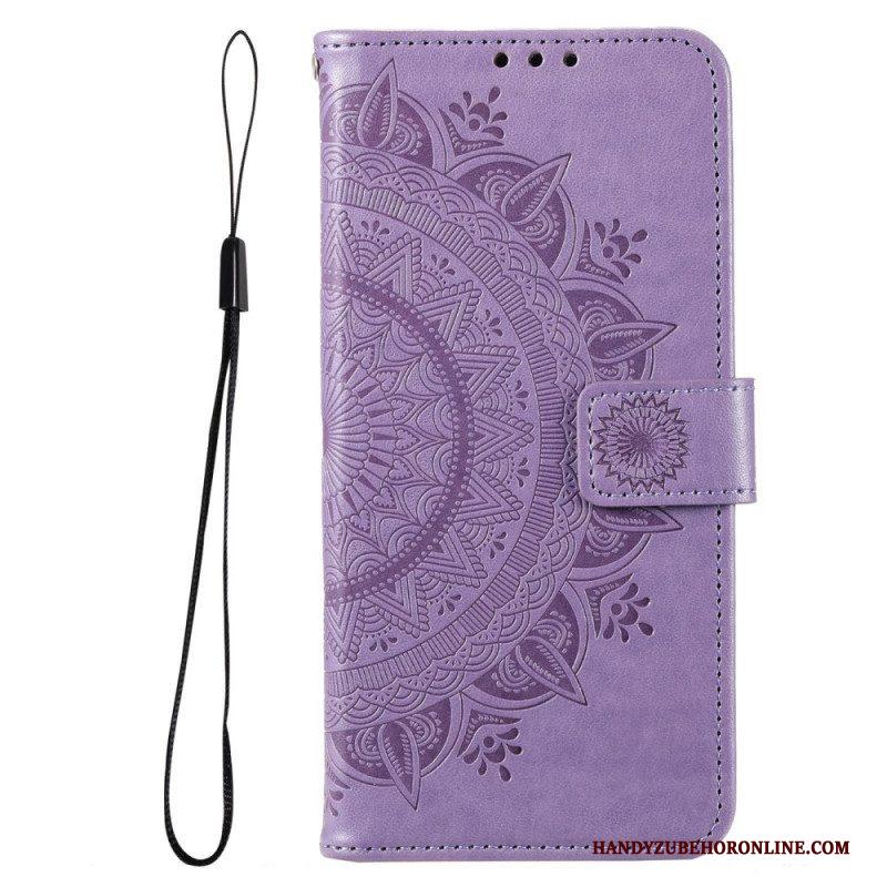 Folio-hoesje voor Samsung Galaxy M33 5G Met Ketting Strappy Zon Mandala