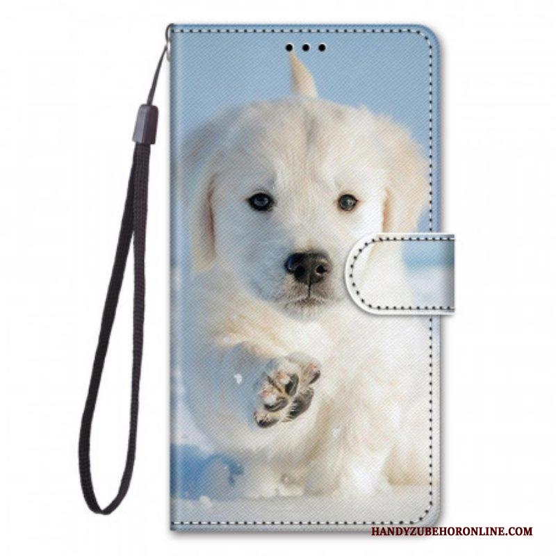 Folio-hoesje voor Samsung Galaxy M53 5G Met Ketting String Hond