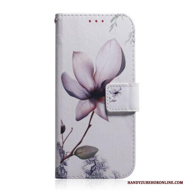 Folio-hoesje voor Samsung Galaxy S21 5G Bloem Stoffig Roze