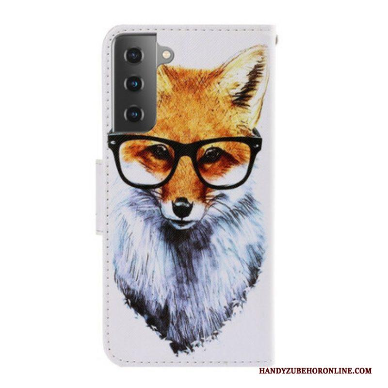 Folio-hoesje voor Samsung Galaxy S21 5G Met Ketting Brainy Fox Met Riem