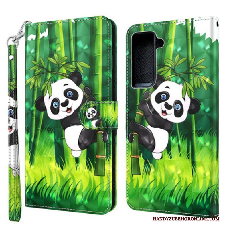 Folio-hoesje voor Samsung Galaxy S21 5G Panda En Bamboe