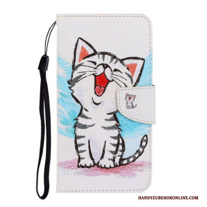 Folio-hoesje voor Samsung Galaxy S21 FE Met Ketting Strappy Kleur Kitten