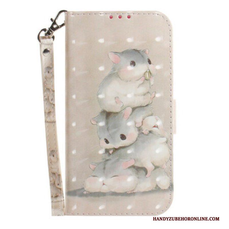 Folio-hoesje voor Samsung Galaxy S21 FE Met Ketting String Hamsters