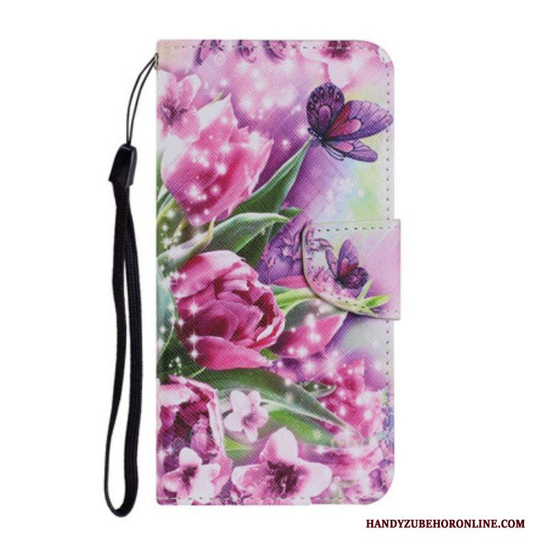 Folio-hoesje voor Samsung Galaxy S21 FE Vlinders En Tulpen