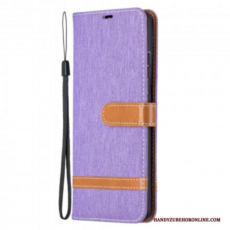 Folio-hoesje voor Samsung Galaxy S21 Ultra 5G Met Ketting Band Van Stof En Leereffect